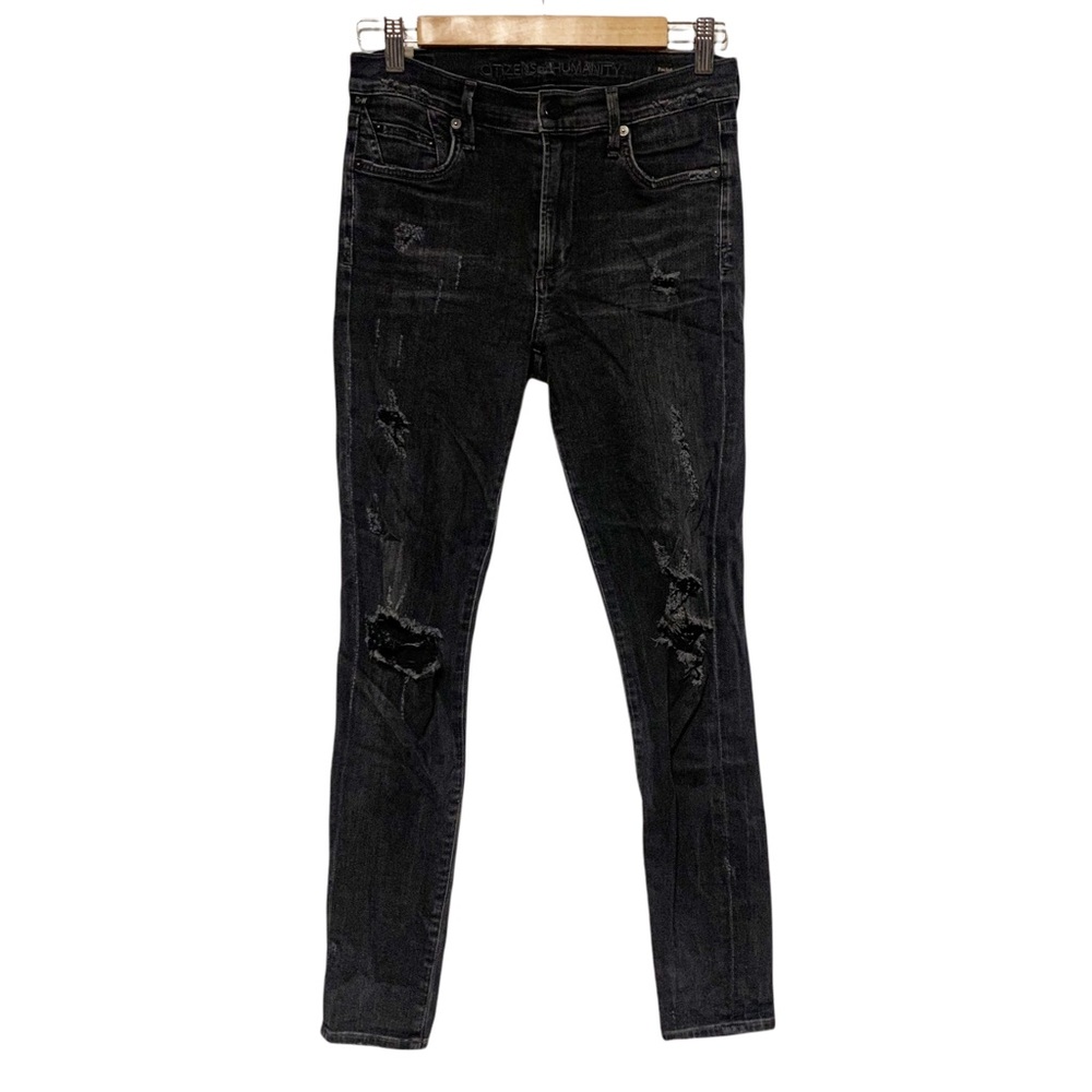 🤩 Citizens of Humanity Rocket High Rise Skinny Distressed Faded Black Jeans 28